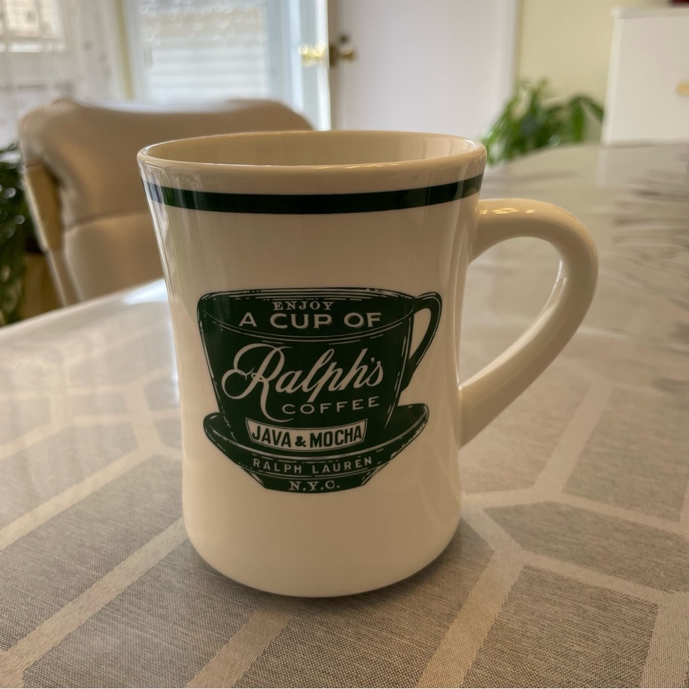 NWT. Ralph Lauren 12 oz. White Mug with Green Logo